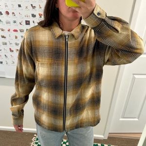 Stussy Jack shadow yellow plaid zip shirt